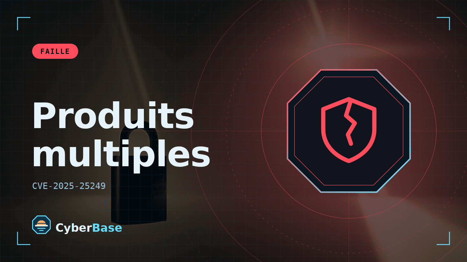 Illustration de « Fortinet FortiOS et FortiSwitchManager : une faille critique de mémoire est exploitée » : le pictogramme de la rubrique Faille et le nom du sujet sur une image de fond assombrie