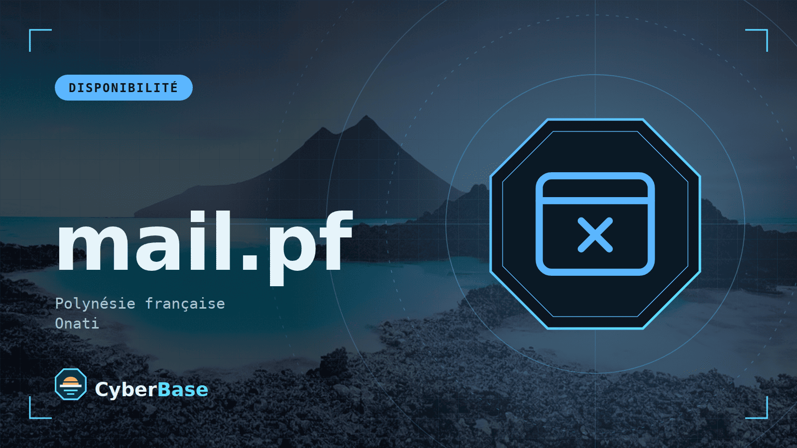 Illustration de « mail.pf : messagerie inaccessible » : le pictogramme de la rubrique Actualité et le nom du sujet sur une image de fond assombrie