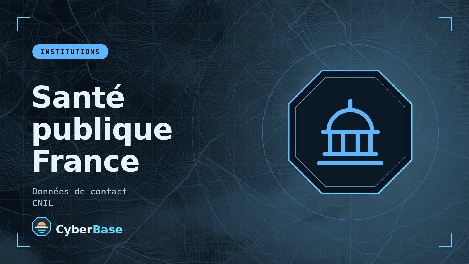 Illustration de « Santé publique France : plateforme attaquée » : le pictogramme de la rubrique Actualité et le nom du sujet sur une image de fond assombrie