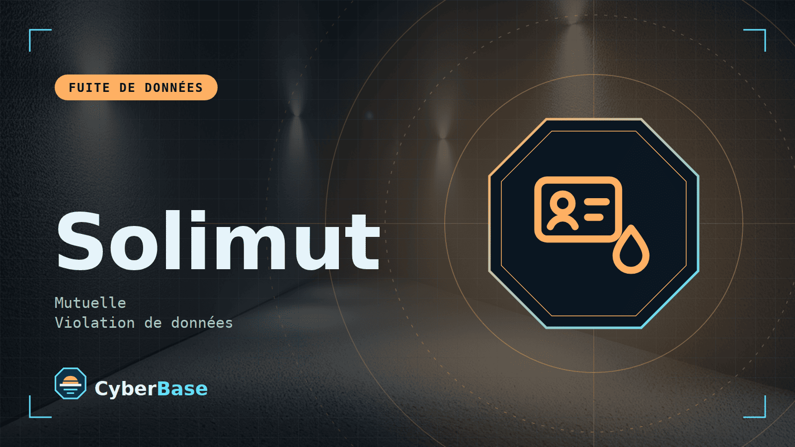 Illustration de « Solimut : cyberattaque » : le pictogramme de la rubrique Actualité et le nom du sujet sur une image de fond assombrie