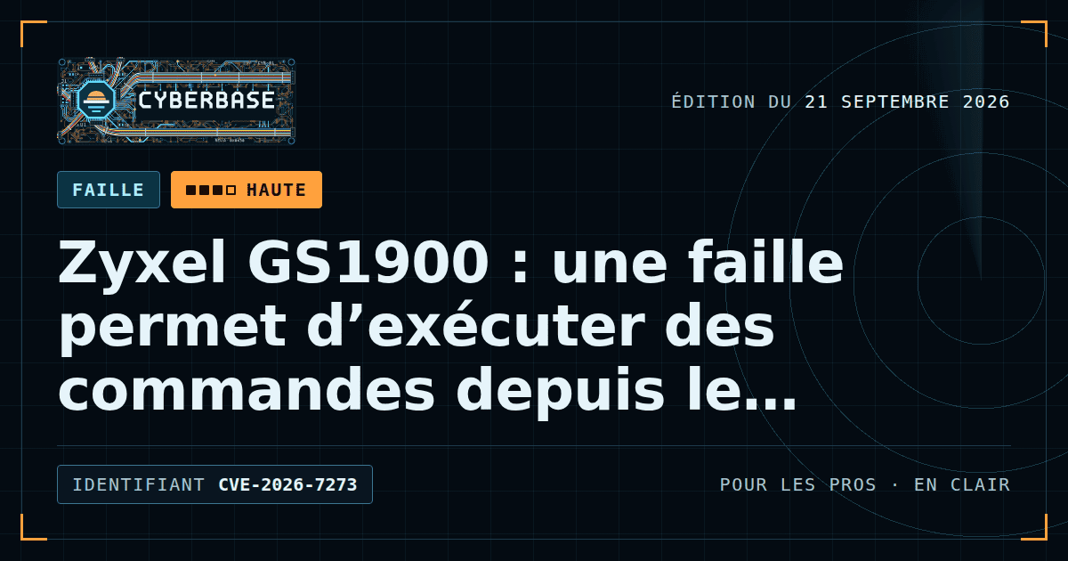 Un commutateur réseau rack aux câbles branchés, dont l’interface web laisse passer une requête piégée