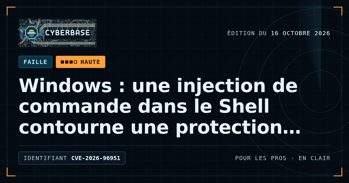 Un ordinateur Windows dont une fenêtre de commandes reçoit une ligne piégée venue du réseau